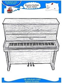 Çocuklar İçin Piano Boyama Sayfaları 